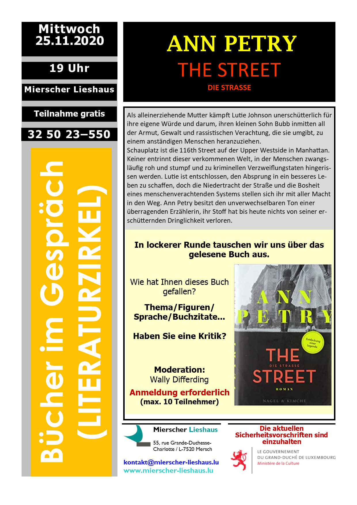 LITERATURZIRKEL (BuchClub): Ann PETRY, The street-Die Strasse