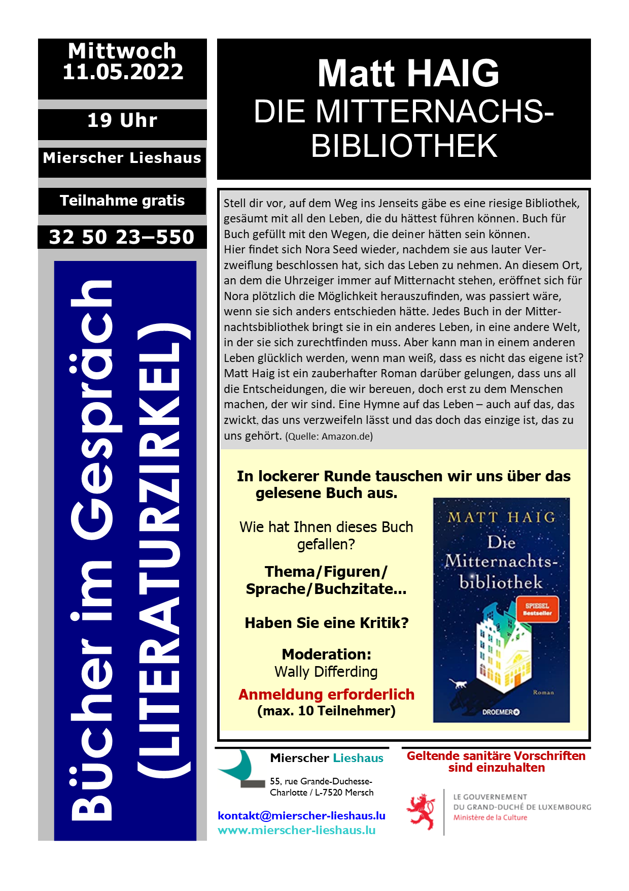 Lesezirkel: Matt HAIG, Die Mitternachtsbibliothek
